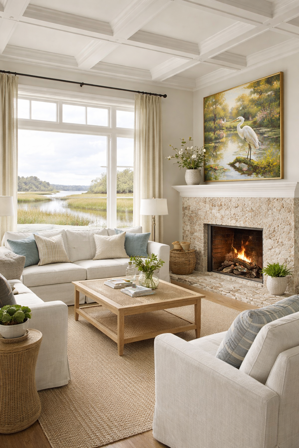 Earth Tone Coastal Palette for a Marshfront Home