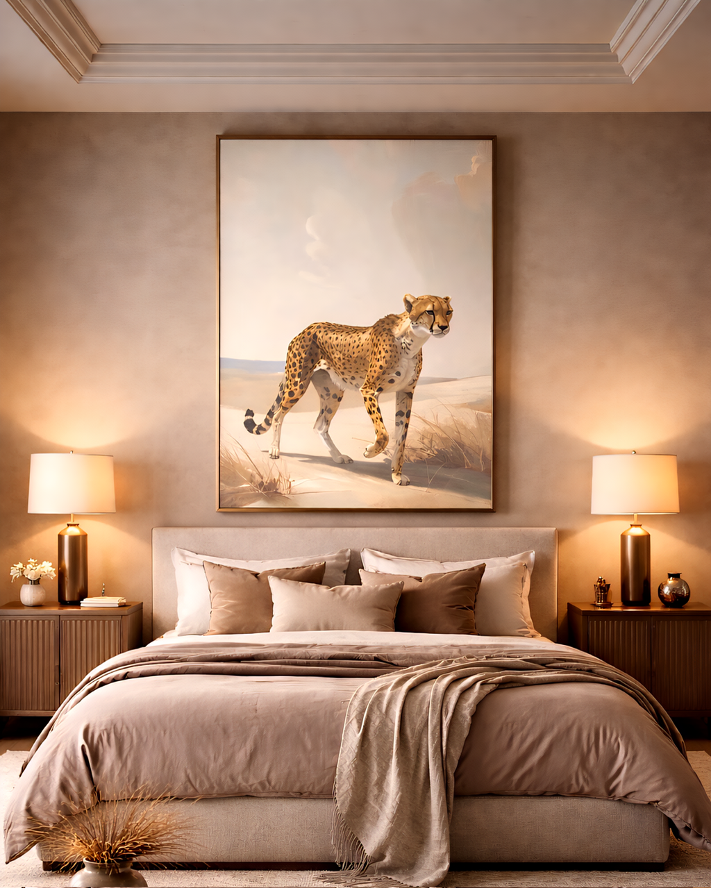 Large cheetah wall art printable wildlife digital download cheetah neutral statement wall decor for bedroom