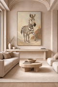 Large zebra wall art printable digital download above sofa in modern living room