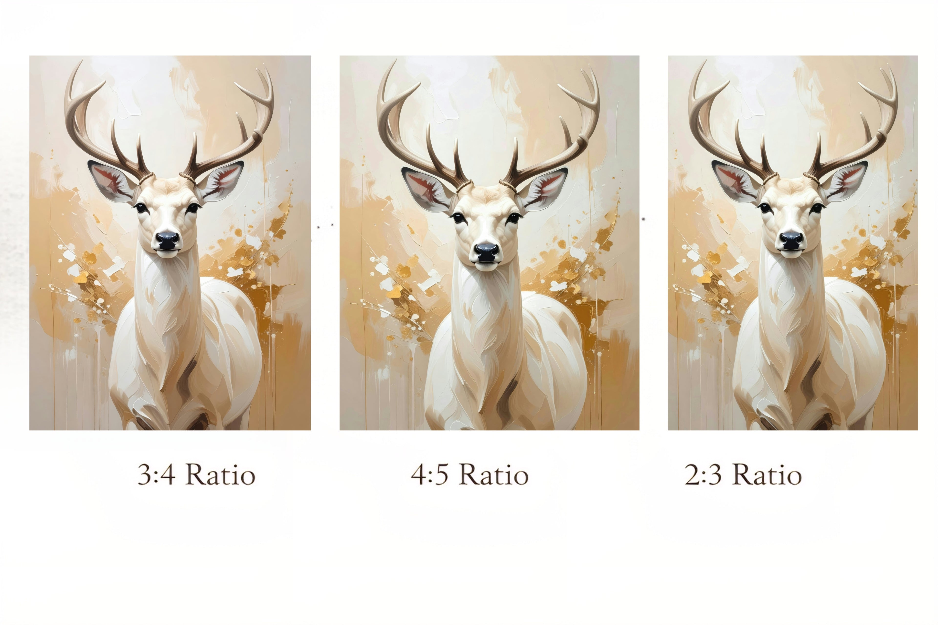 Three different aspect ratios displayed with a deer illustration in each.