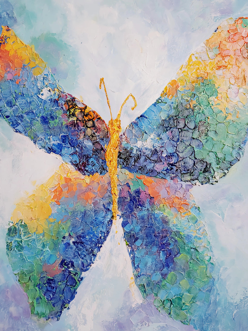 Colorful veetical butterfly illustration on a light background