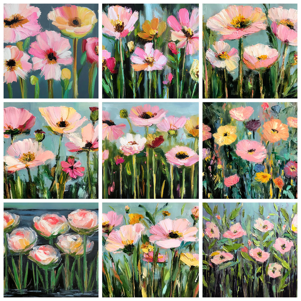 Easy Gallery Wall Set Bundle Printable Art  | 9 Floral Prints
