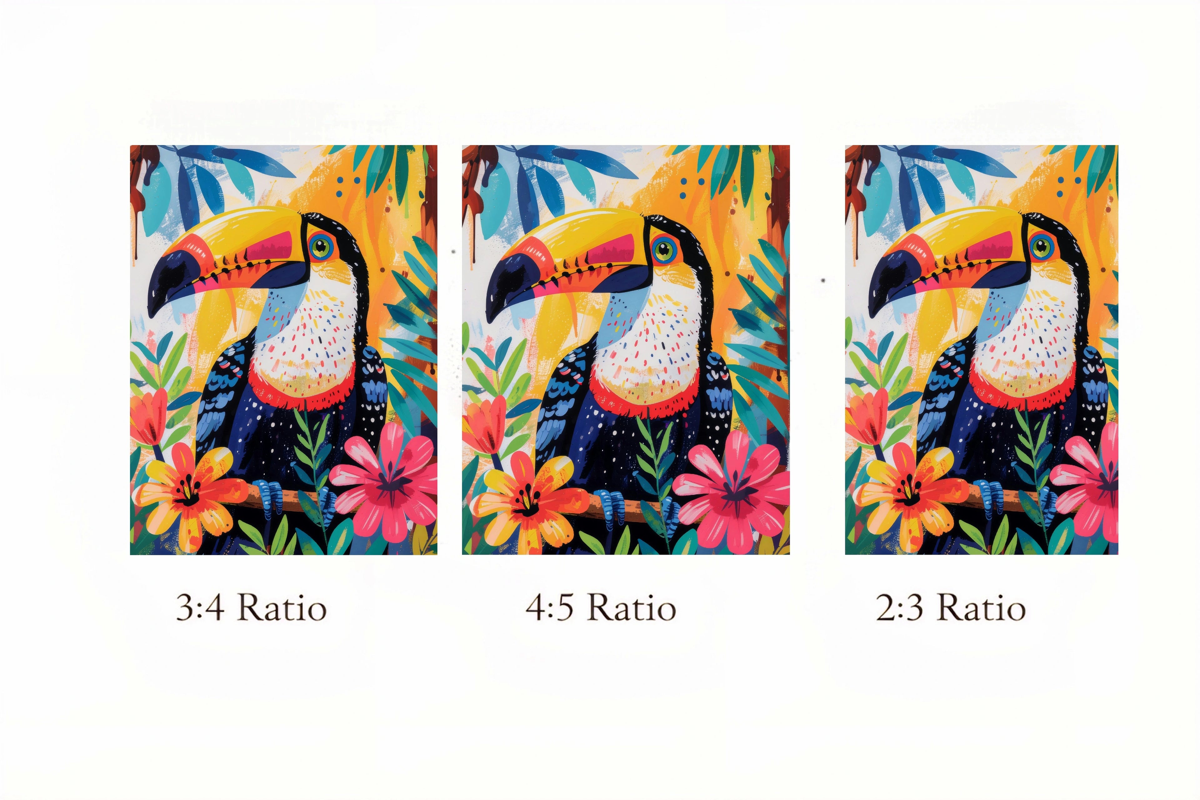 Tropical Toucan Wall Art Digital Download – Printable Tropical Bird Artwork – Colorful Botanical Print File