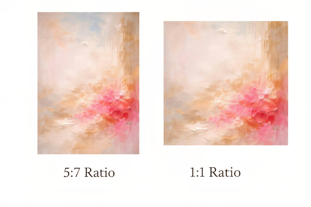 Two abstract artworks with different aspect ratios on a white background