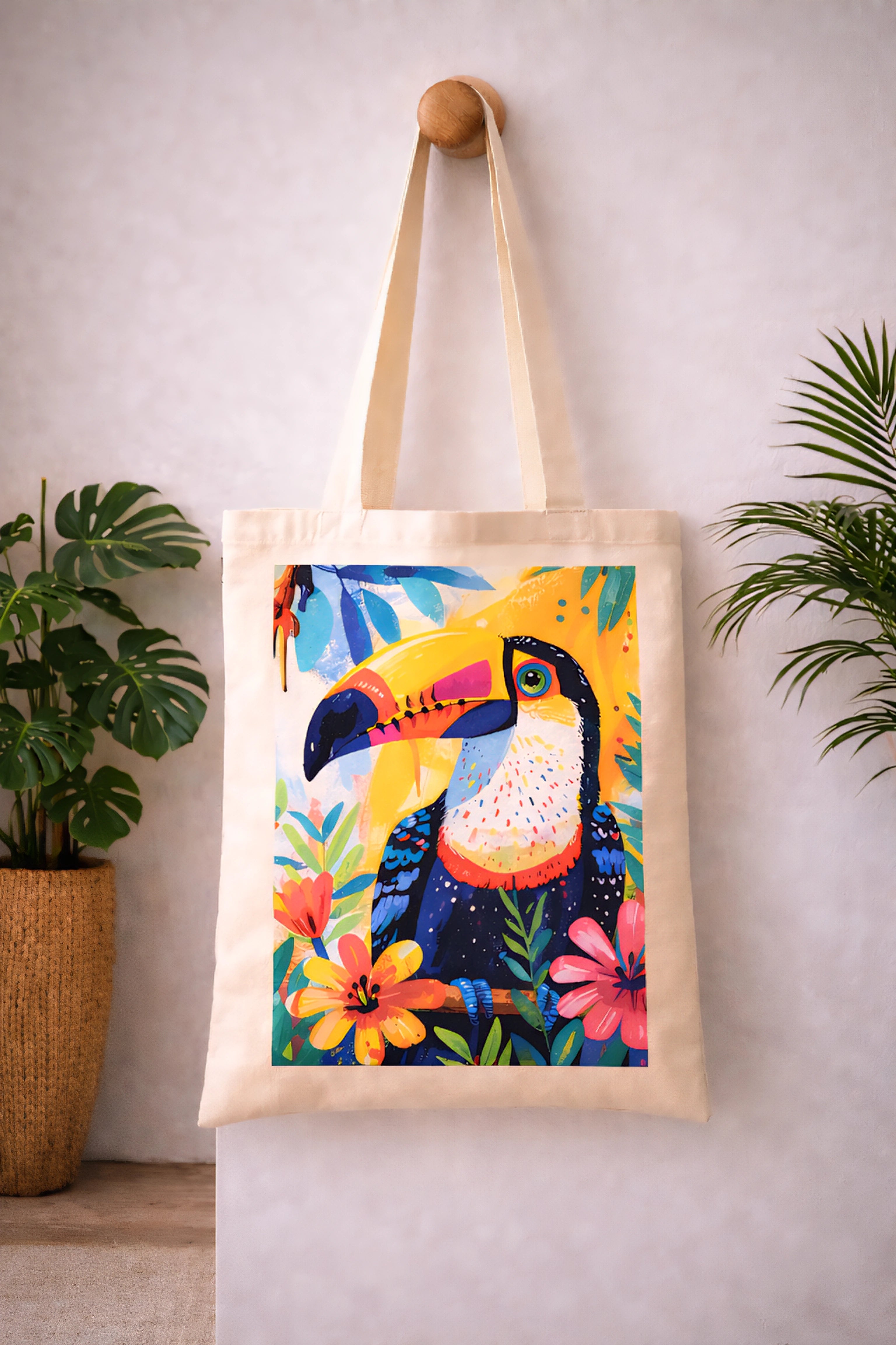 Tropical Toucan Wall Art Digital Download – Printable Tropical Bird Artwork – Colorful Botanical Print File