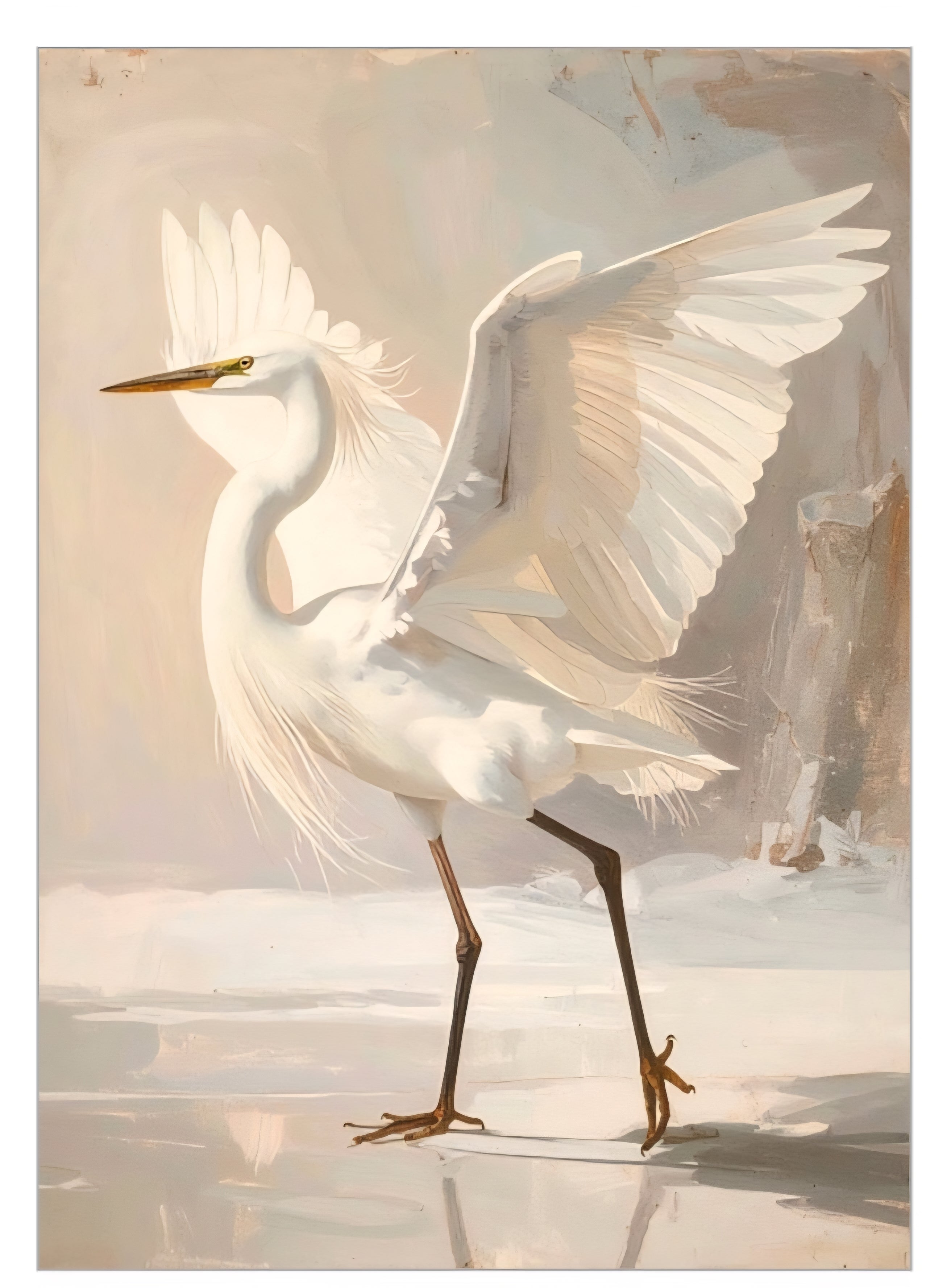 Warm neutral soft egret digital print 