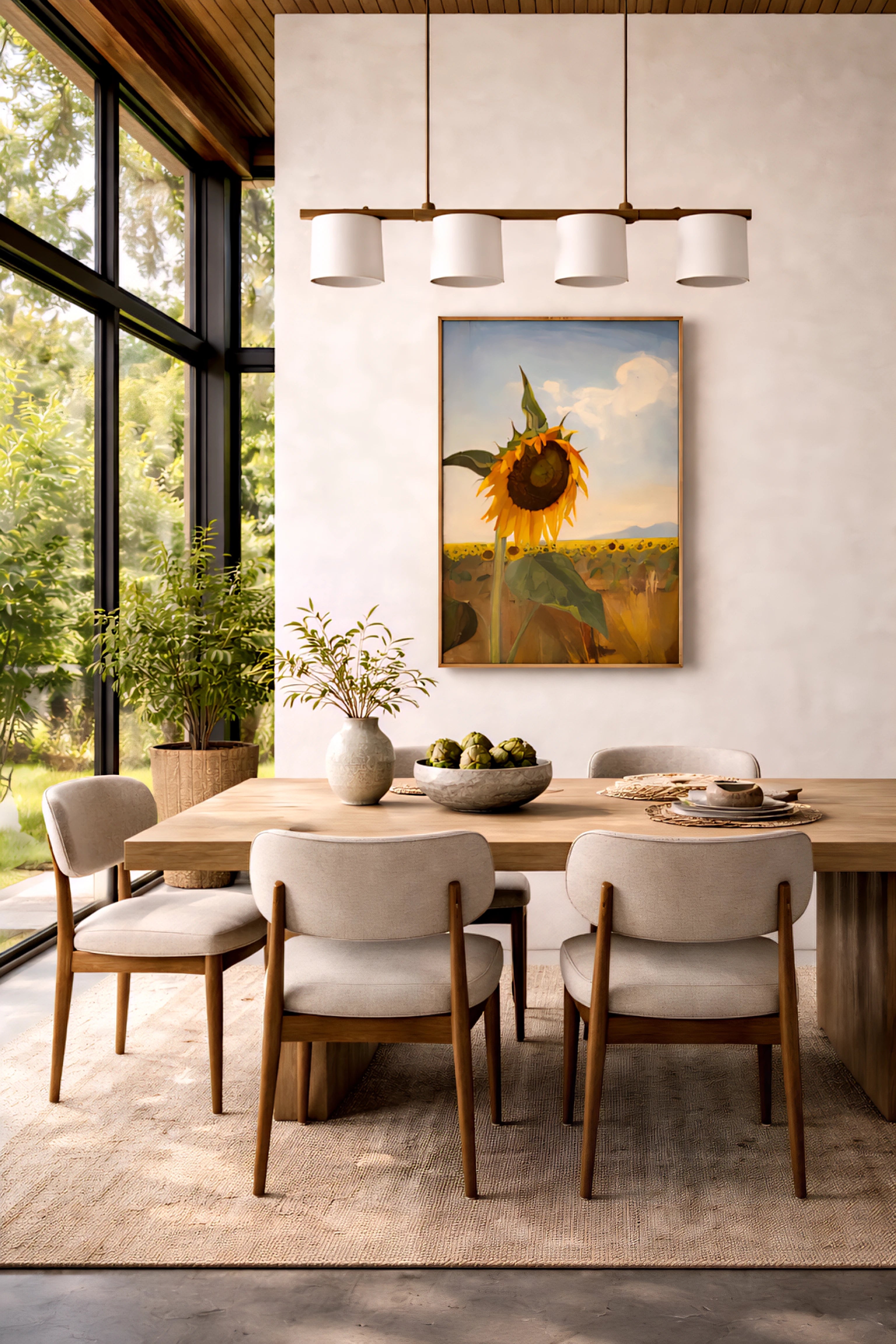 Digital Download of Sunflower Art Print in dining room 