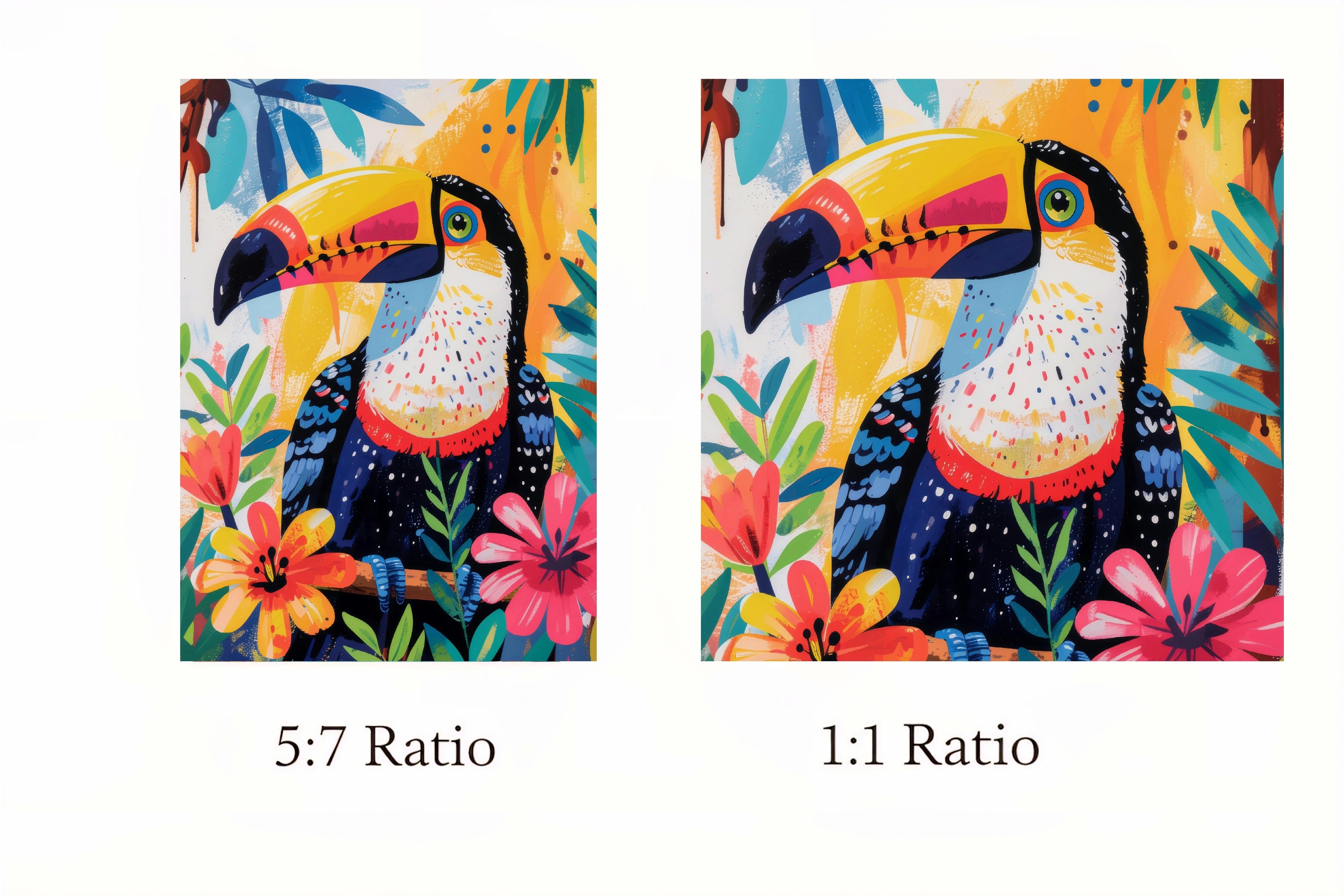 Tropical Toucan Wall Art Digital Download – Printable Tropical Bird Artwork – Colorful Botanical Print File