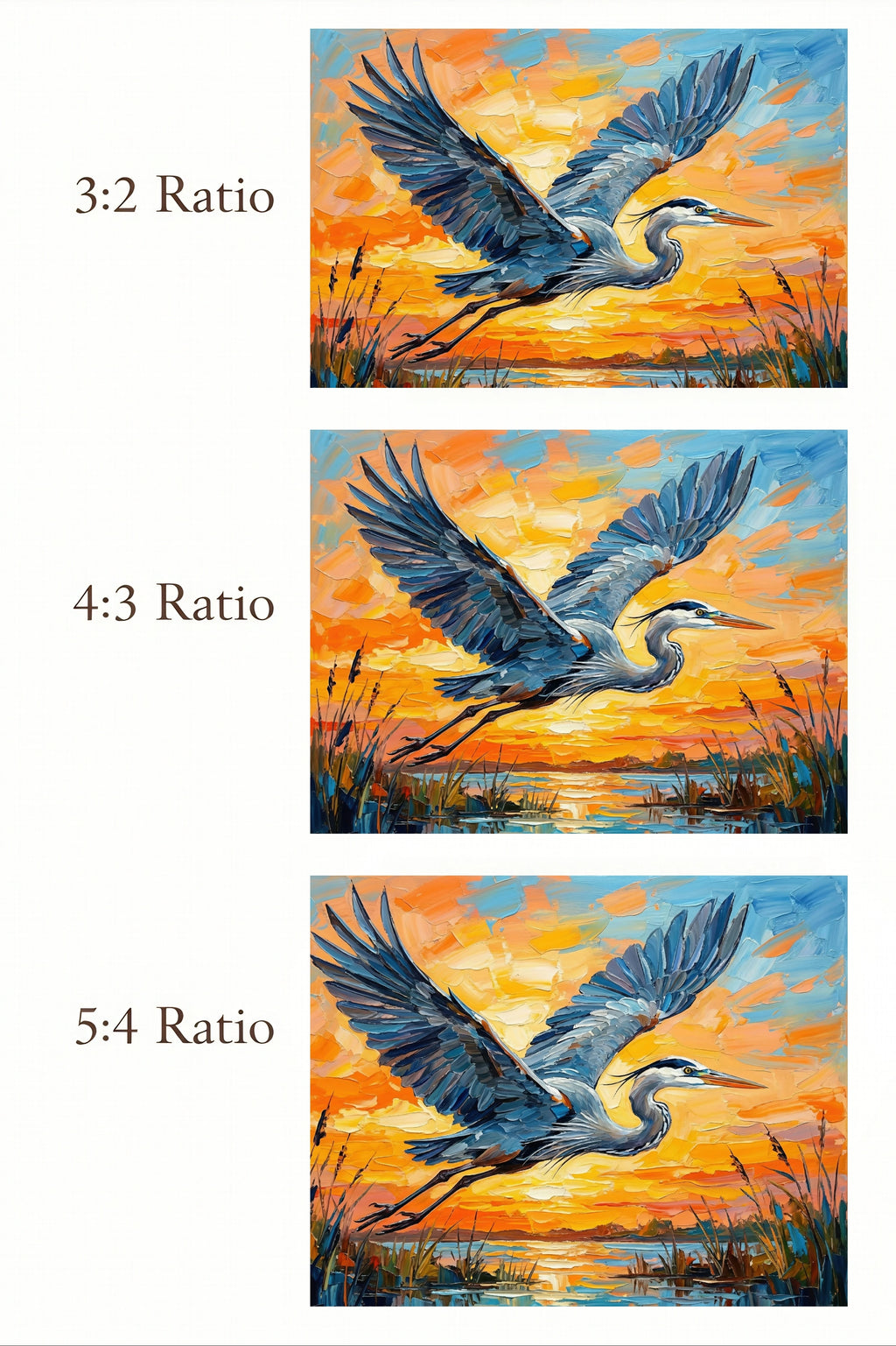 Blue Heron Sunset Wall Art Printable – Coastal Marsh Bird Artwork Digital Download – Orange Sky Landscape Print