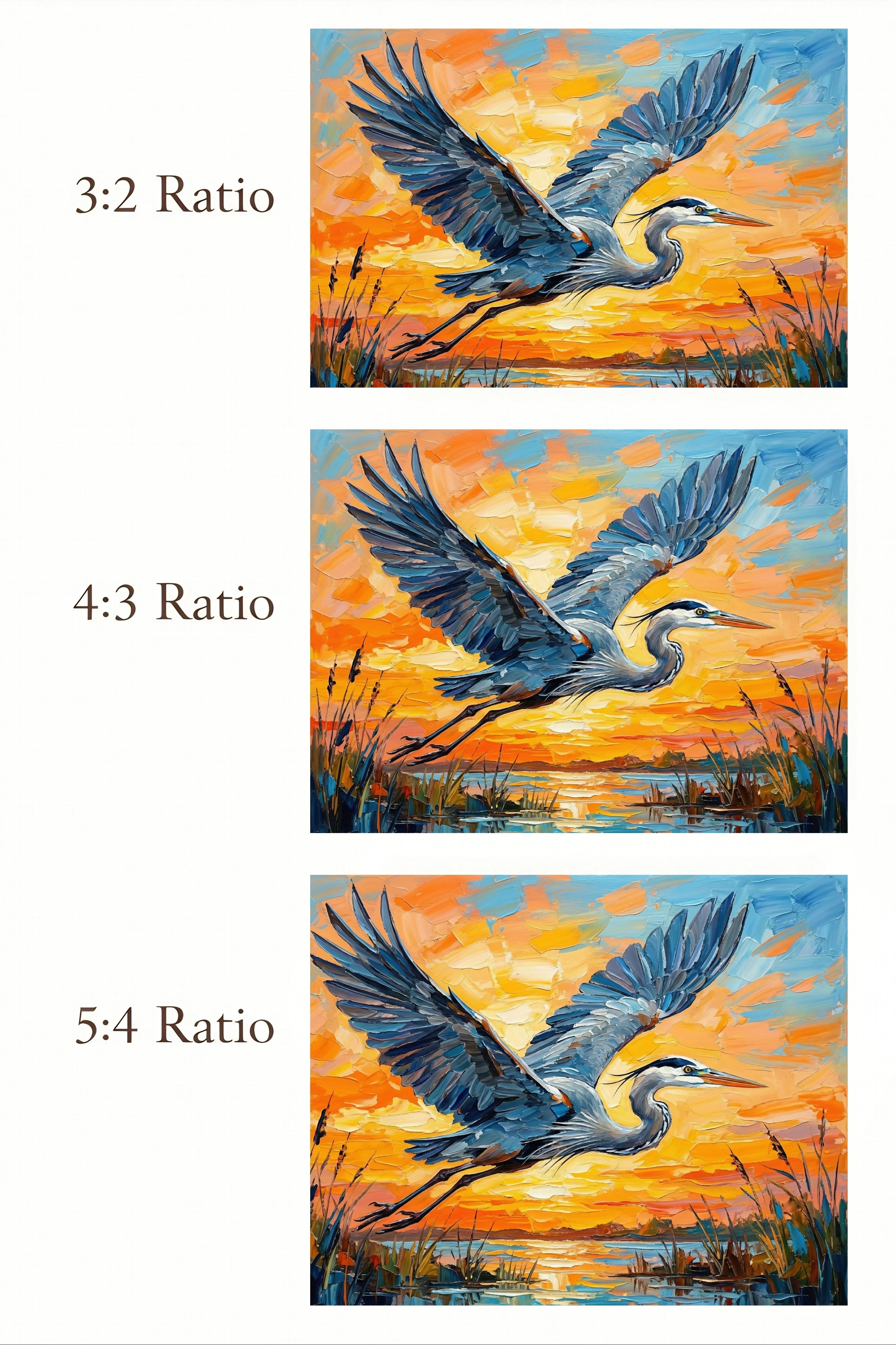 Blue Heron Sunset Wall Art Printable – Coastal Marsh Bird Artwork Digital Download – Orange Sky Landscape Print