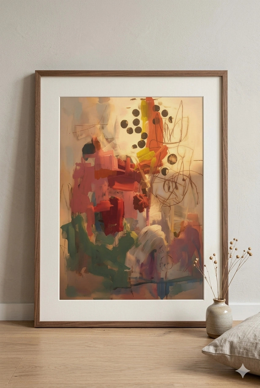 Savvy Places framed abstract digital artwork on a wall with a neutral background