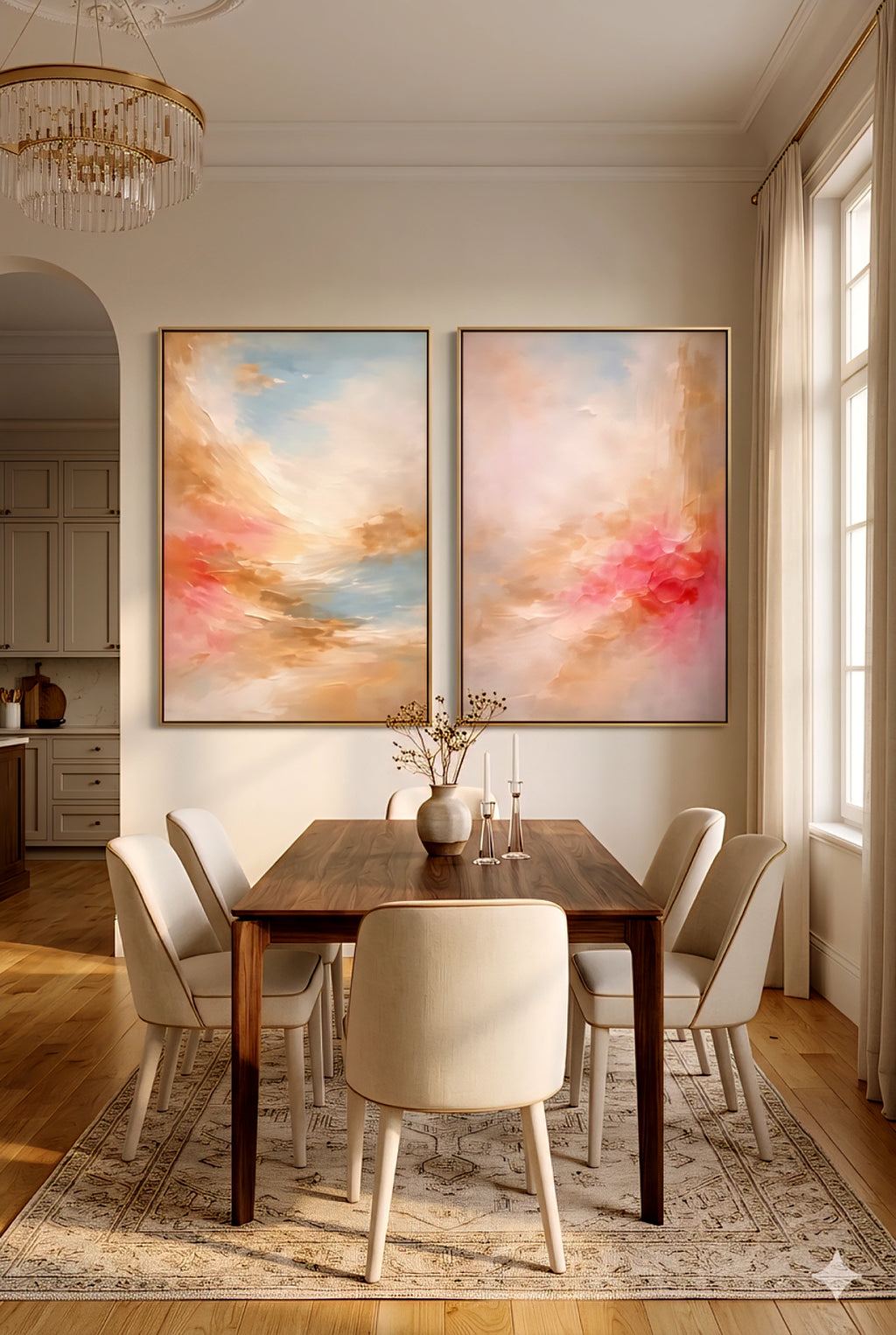 ABSTRACT WALL ART SET OF 2 PRINTABLE | BLUSH PINK BLUE NEUTRAL ART | LARGE MODERN WALL DECOR | OVERSIZED DIGITAL DOWNLOAD SET