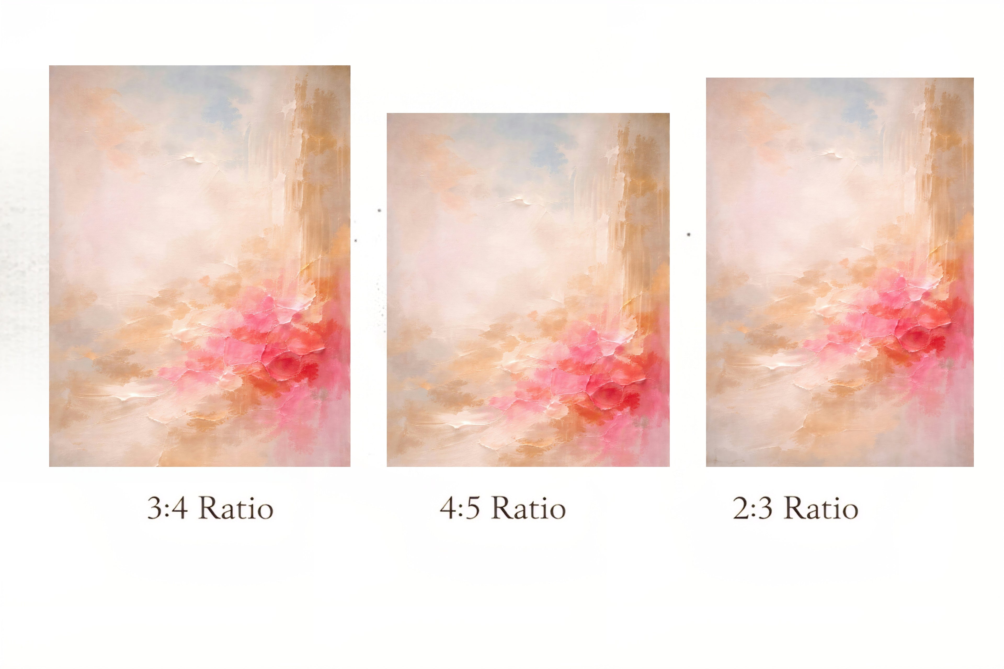 Three different aspect ratio designs with abstract art on a white background
