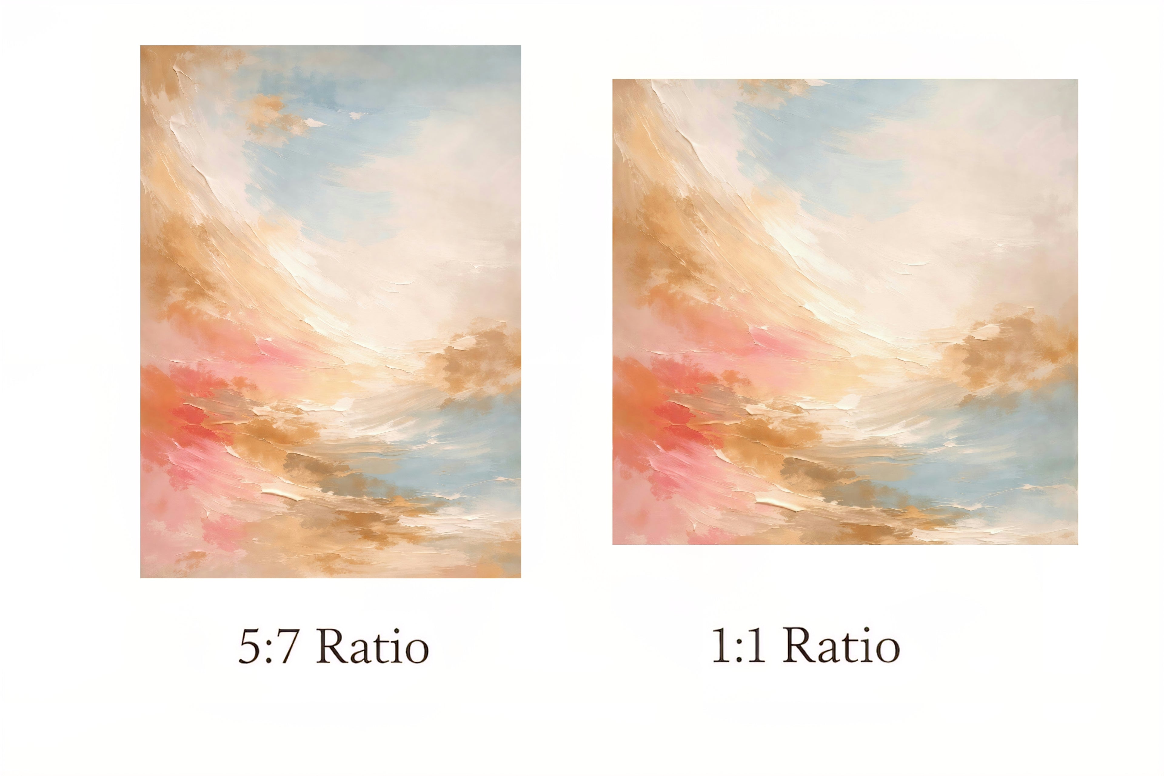 Two abstract art pieces with different aspect ratios on a white background.