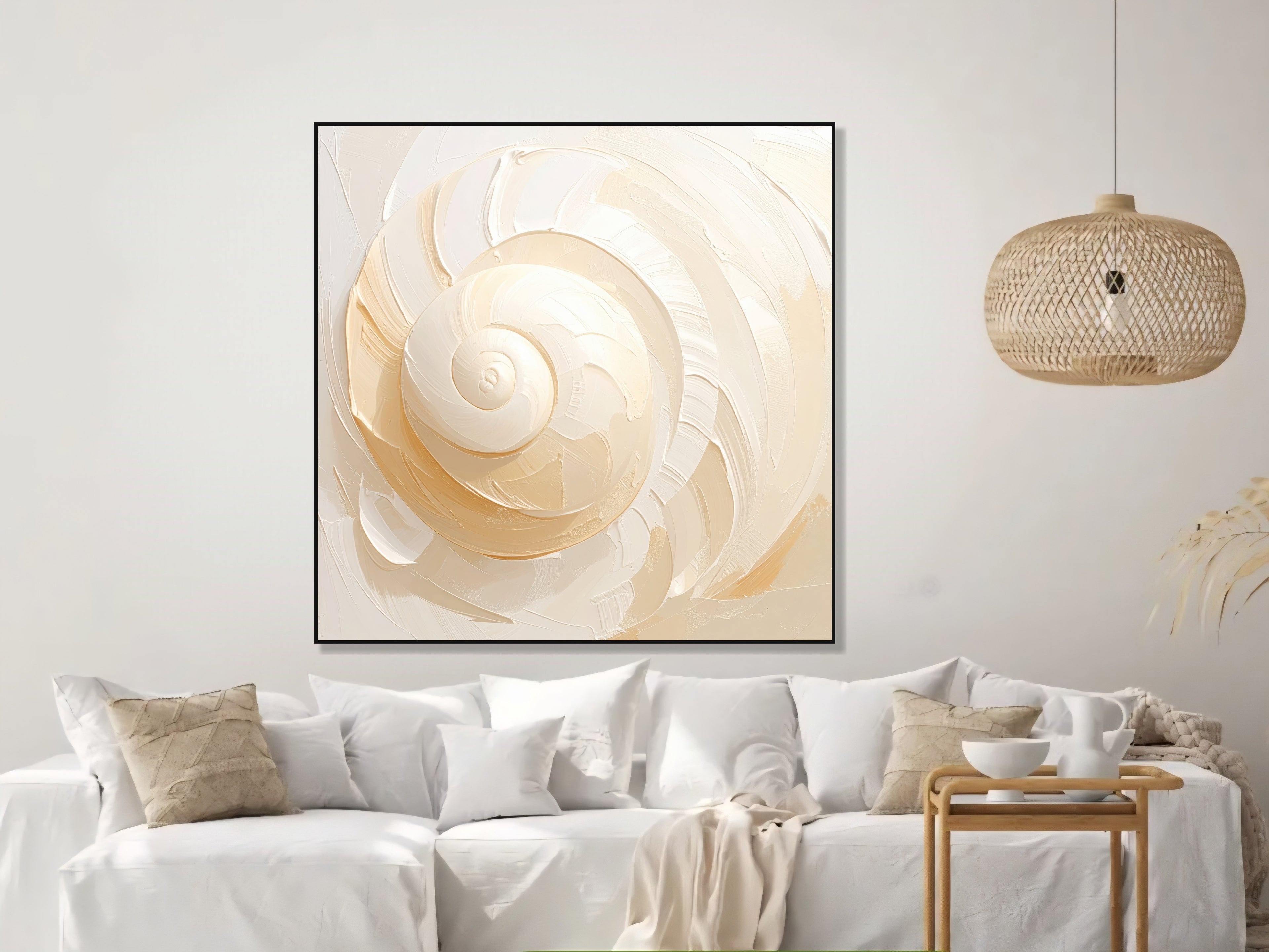 Neutral Seashell Wall Art Printable Coastal Shell Abstract Art Square Digital Download Beach House Decor Minimalist Ocean Artwork