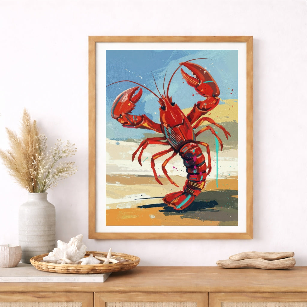 Lobster Wall Art Bundle (Set of 4) – Coastal Maine Kitchen Decor – Printable Download – Red Lobster Beach Prints – 2:3 3:4 4:5 5:7 Ratios