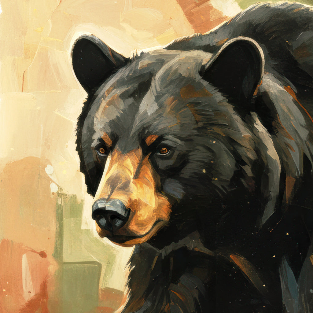 Black bear wall art printable download square format high resolution wildlife artwork digital file