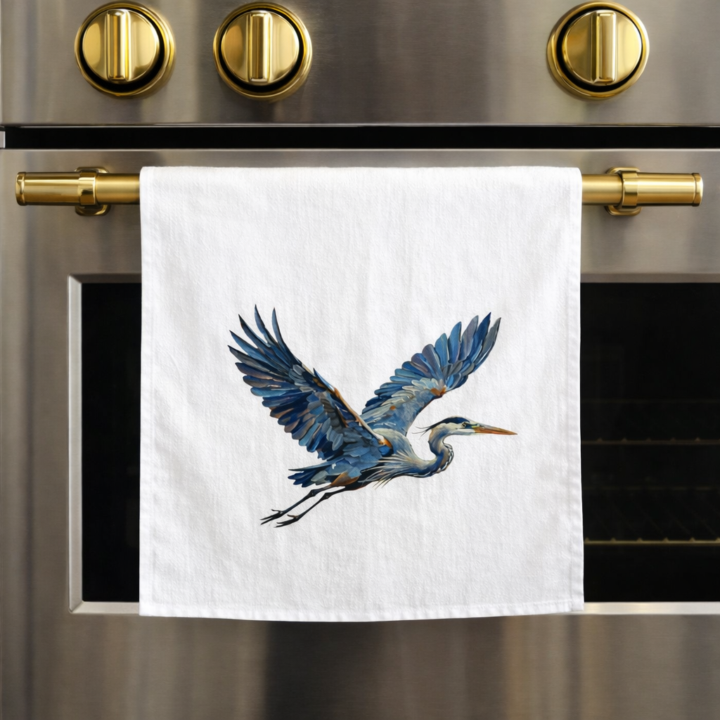 Blue Heron Sunset Wall Art Printable – Coastal Marsh Bird Artwork Digital Download – Orange Sky Landscape Print