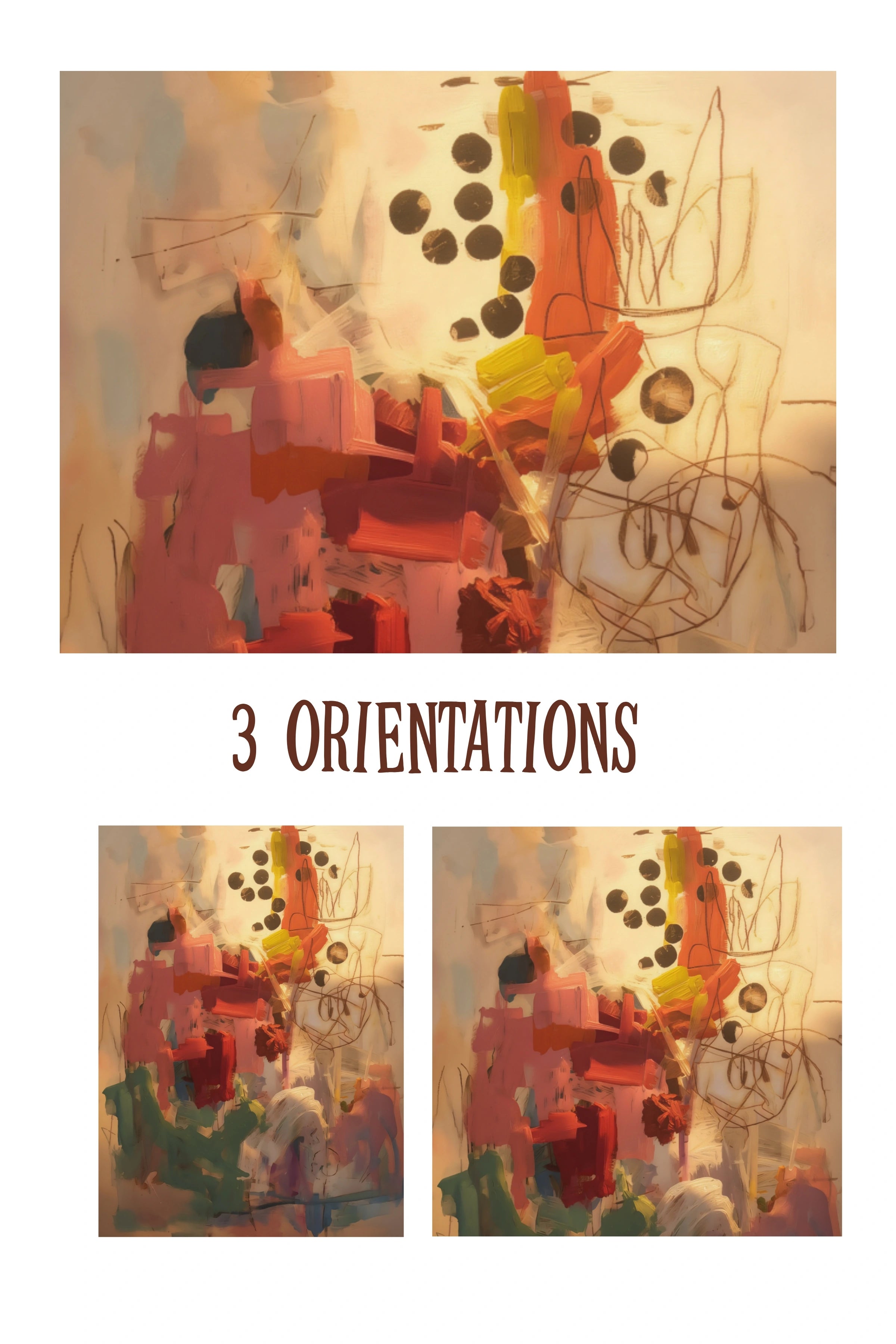 Abstract art with '3 Orientations' text on a beige background