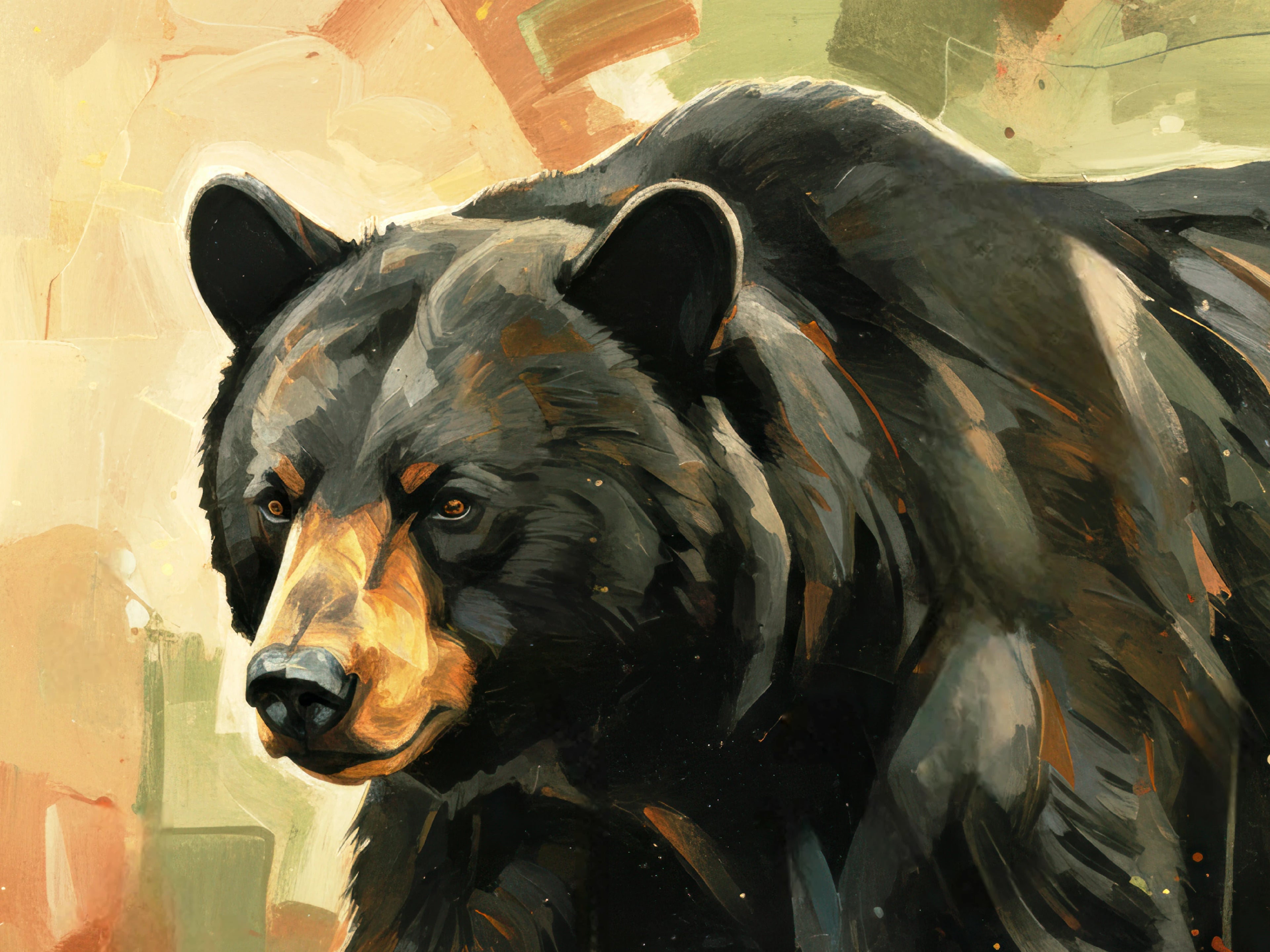 Black bear wall art printable download horizontal format high resolution wildlife artwork digital file