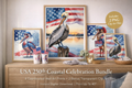 USA 250th Coastal Celebration digital download Bundle with wall art prints and clip art on a wooden surface.