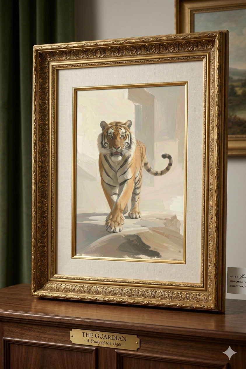 Framed digital print of tiger shown in 11x14 size